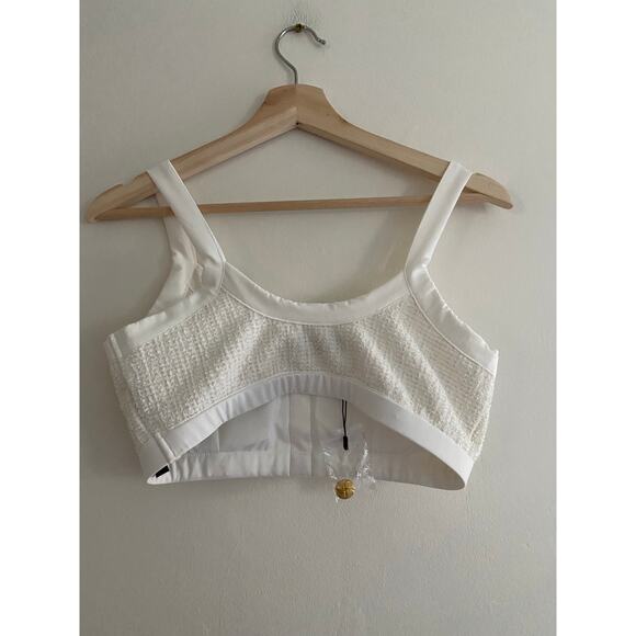 BEACH RIOT Bonnie Tweed Bikini Top in I Do White Size Medium New - Picture 7 of 8